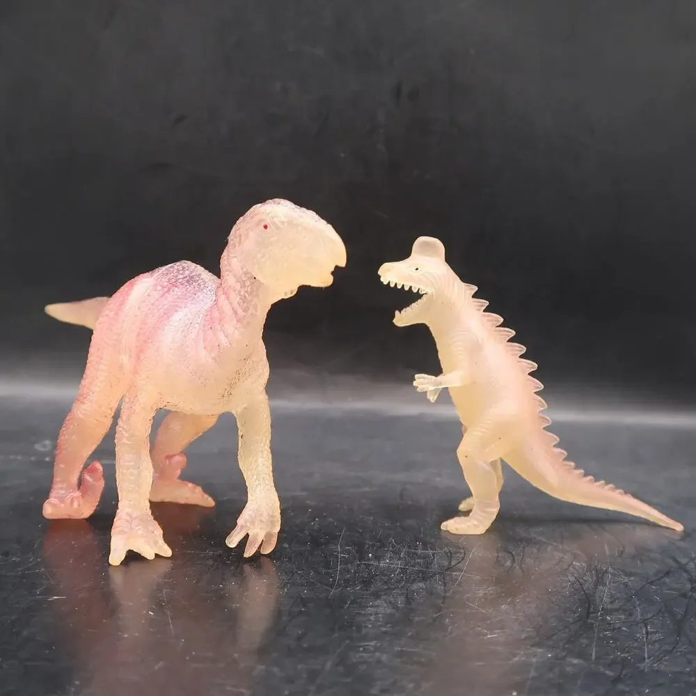 Translucent Plastic Dinosaur Figures Set of 2 Vtg Velociraptor China Chinasaur